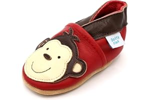 Dotty Fish Chaussures cuir souple bébé. Chaussures de poussette pour les filles et les garçons. Animaux (17-28 EU)