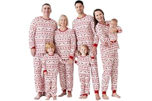 PATPAT - Pijama de Navidad de la Familia, Conjuntos de Estampado de Renos y Copos de Nieve, Conjunto de Pijamas para Parejas y niños para Navidad
