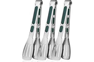 LEEPAT 3pcs Kitchen Tongs, 9 Inch Stainless Steel Food Serving Tongs Buffet Tongs Cooking Tong for Cooking, Salad, Meat, Bbq, Frying, Serving