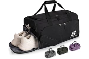 BALLADHOME Sac de Sport Homme Femme Sac de Voyage Sac Fitness Gym avec Compartiment à Chaussures et Poche Humide Sac de Gym Sac de Weekend Duffle Bag pour Gym Sport Voyages