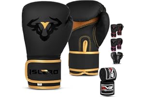 Islero EVO Fitness - Guantoni da boxe da uomo, colore nero opaco, da donna, rosa, MMA, Muay Thai, arti marziali, kick boxing, sparring, allenamento, guanti da combattimento, con fasce per le mani