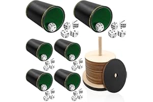 TOPJOWGA Schocken Set, Schockbesteck Schocken Spiel Set, Komplett mit Schockbesteck, 6 Würfelbecher Leder und 30 Würfeln, Schocken Würfelspiel Set, Ständer Schockbesteck Holz für Spiel