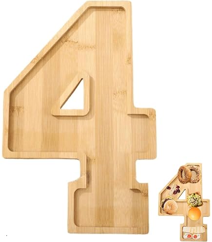 Bambus Serviertablett In Zahl 5 Form – 40 Cm, Befüllbar Für Käse, Obst & Snacks, Perfekt Für Partys