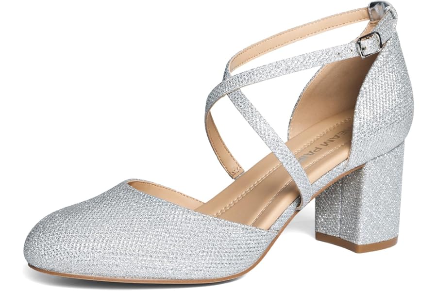 DREAM PAIRS Women's Heels with Block Heel, Elegant and Comfortable Heels with Adjustable Buckle Closure