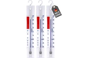 Lantelme 3 Stück Kühlschrankthermometer mit Haken zum Aufhängen Temperaturbereich + - 40°C | Analoges Thermometer Set für Gefrierschrank Kühlfach Kühltheke und Kühlschrank zur Temperaturkontrolle