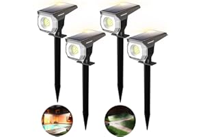WeBeqer Faretti Solari A Led Da Esterno,18LED Luci Solari Da Giardino, 300LM Luci Da Esterno Giardino, IP67 Impermeabile,Luce Fredda 6500K Per Cortile,Recinzione,Sentiero,Giardino,Vialetto,4Pezzi