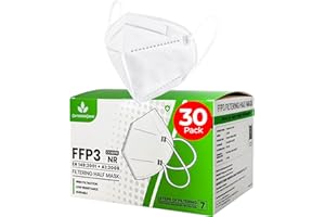 OutdoorGems FFP3 Face Masks Pack of 30 – UK Certified EN149:2001+A1:2009, 7 Layer Disposable Protective Dust Masks ≥99% Filtration, Individually Wrapped, Ideal for Work, Sanding, Travel & Construction