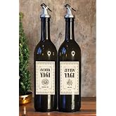 Cam Yağ Şişesi Seti 2'li, 750 mL Zeytinyağı & Ay&ccedil;i&ccedil;ek Yağı Dispenseri, Su Ge&ccedil;irmez Etiketli, Sızdırmaz Otomatik D&ouml;kme Başlıkl