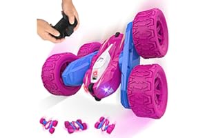 SOOTOUO Macchina Telecomandata Bambina, 4WD Cingolati Macchinine per Bambini Giocattoli Giochi Bimba Gioco 3 4 5 6 7 8 Anni Auto Radiocomandata Acrobatica Rotazione di 360° con Luce Regalo Compleanno Natale