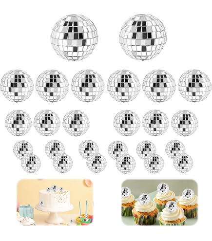 Lot 15 Boules à Facettes Argentées Disco - Décoration Gâteau, Fête, Noël 2cm 6cm 10cm