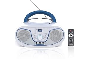 LONPOO Portable CD player Boombox with DAB radio, FM Radio, Bluetooth, USB, 3.5mm AUX Input, Headphones Output, Remote Control (mit DAB)