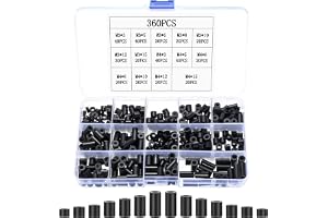 360 st svarta distanser, nylon ABS plast distansbrickor, isoleringskolonn avgränsningsavstånd, M3/M4 icke-gängad rund distansbricka sortimentsats, 14 olika storlekar