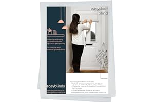 Easyblinds Easydoor blind for glazed doors, quick fix instant blind, white, half door standard width, self-adhesive attachments, cut to size and shape as required