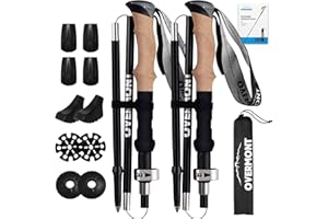 Overmont Wanderstöcke Carbon, 7075 Aluminium Ultraleicht faltbar verstellbar 105-125CM Trekkingstöcke Nordic Walking Stöcke 1