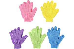 NV WANG Bath Gloves,Shower Gloves 5 Pares Guantes de Baño Exfoliantes Exfoliating Body Scrub Mitt Double Side para Hombres Mujer Niños