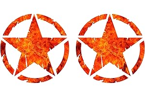 GAMESMONKEY Adesivo Stella Militare Distrutto US Army - Confezione Kit Forme - 2 Pezzi - 4x4 Off Road Auto Moto - Varie Dimensioni 5 10 15 20 25 30 cm - Made in Italy (5 Cm, Fiamme)