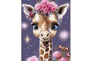 SHUIBIAN Dipingere con i Numeri Bambini Giraffe Senza Cornice 40 * 50cm Kit di Tela per Pittura a Olio Dipinta a Mano Fai da Te per la Decorazione della casa