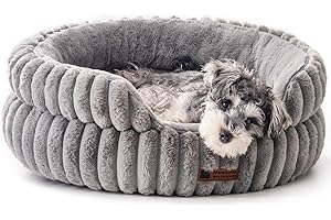 MEWOOFUN Donut Dog Bed Medium, Calming Dog Bed for Anti-anxiety with Non-Slip Bottom, Washable Small Dogs Bed Puppy Bed with Removable Cover, Cat Beds for Indoor Cats, Pet Bed for Large