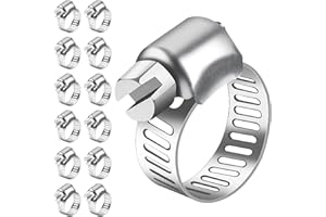 Bolatus Abrazaderas de manguera de 13-19 mm, 12 unidades, acero inoxidable 304, abrazaderas de tornillo ajustables, surtido para manguera de piscina, manguera de gas de casa, manguera de jardín