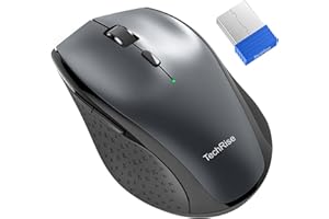 TechRise Wireless Mouse for Laptop, 4800 DPI Optical, 2.4G Ergonomic Computer Mouse, 30 Months Battery, 6 Buttons Cordless Mouses, Portable Optical USB Mouses for PC Windows Mac Chromebook (Gray)