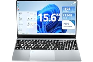 KUU PC Portatile 15.6 pollici, Notebook 16GB RAM 512GB SSD Celeron N95 Windows 11 Pro Laptop, tastiera retroilluminata con sblocco impronte digitali, WiFi Bluetooth Type-C Mini HDMI SATA Computer