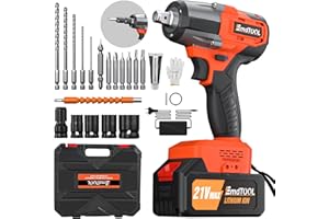 AUTOBABA Avvitatore a Impulsi Brushless 550N.m, 1/2 inch Chiave Elettrica, 2 Velocità Avvitatore a Percussione 3400 RPM, Avvitatore a Batteria con Luce LED, 4.0Ah Batteria, 4 Bussola, 12 Punte, per Auto e Casa