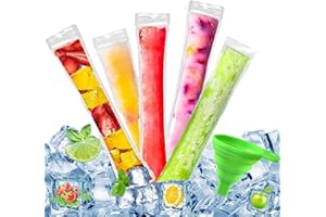 PTBWS 200 Pièces Sacs Popsicle,Sac a Sucette Glacée Jetable,Pochettes Popsicle Moule,Sacs de Sucettes Glacées avec 1 Entonnoir,pour Yaourt, Bonbons glacés, Glaces Party Favors
