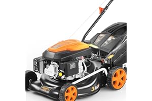 FUXTEC Tondeuse thermique autotractée FX-RM4346 - Easy Clean 3en1 - tondeuse à gazon avec traction arrière et fonction mulching - largeur de coupe 43cm - 40L de capacité de ramassage