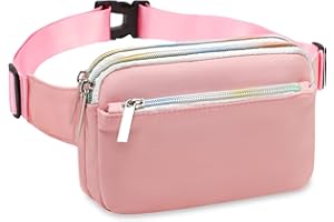 TINYAT Bum Bag for Women Fashion Fanny Packs 3-Zipper Pockets Crossbody Bag Casual Waist Bag for Travel Hiking Cycling Party, TY2016, Pink