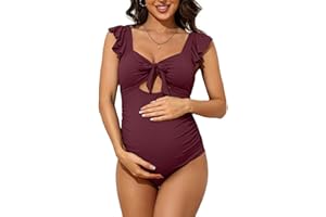 Charmo Maternity One Piece Swimsuits Cut Out Pregnancy Swimwear Padded Bathing Suit Ladies Tummy Control Beachwear