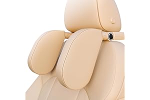 AIPWERER Zagłówek samochodowy dla dzieci, miękka pianka z pamięcią kształtu, chowany, zdejmowany zagłówek samochodowy, boczna poduszka pod zagłówek dla dzieci i dorosłych, regulacja 180°, podparcie karku, do