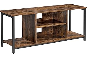 VASAGLE LTV060B01 Meuble TV pour TV Jusqu’à 152 cm (60"), avec étagères Ouvertes, Console TV pour Salon, Salle de Divertissement Marron Rustique/Noir