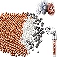 MKATS Shower Filter Fixed Shower Head, Rainfall Spa Water Saving High Pressure Negative Ionic Ion Flow Shower filter for Hair loss, Purifies water and Removes chlorine (3 Filter Stones Pack)