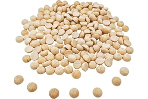 ANKTILY 200 piezas de medias esferas de madera de 15 mm, naturales y sin tratar, para manualidades y proyectos DIY