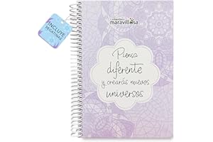 LA MENTE ES MARAVILLOSA - Cuaderno A5 con Espiral, Tapa Dura y Frase |Piensa Diferente y Crearás Nuevos Universos| Libreta con Hojas de 90 g y Pegatinas, Regalo Original (Diseño Piensa Diferente)