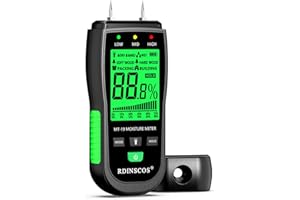 RDINSCOS Medidor de humedad - Detector de humedad para paredes, madera y leña | Medidor de humedad tipo pin para yeso, troncos y caravanas