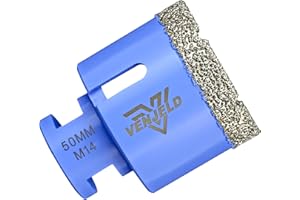 Foret Diamant Carrelage 50mm Scie Cloche avec Filetage M14 Perçage à Sec pour Céramique Porcelaine Carrelage Granit Marbre Pierre VENJELD