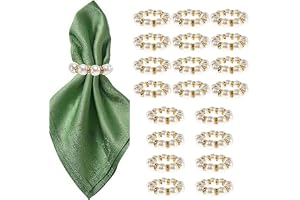 FrostyFlair servettringar, 20-pack pärlservettringar guld, elegant strass guld pärla servettring för bröllop, festtillbehör och fin bordsdekoration