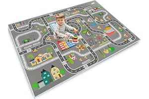 JCTQBHQF Tappeto da gioco per bambini, ragazzi e ragazze, tappeto per costruzione, area educativa della città, per camera da letto e camera dei giochi (A,80 x 120 cm)