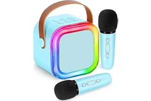 POPTREND Karaoke Machine for Kids Adults, Mini Wireless Karaoke Microphone Portable Bluetooth Speaker Player with Sponge Covers Gifts Toys for Girls 4, 5, 6, 7, 8, 9, 10 +Year Old Birthday Home Party (Blue)