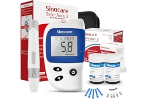 sinocare Blood Glucose Meter/Blood Sugar Monitor Safe-Accu2 /Blood Sugar Test Kit with Test Strips x 50 & Case for UK Diabetics -in mmol/L