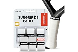 Palbea Surgrip de Padel Blanc Très Adhésif - Paquet de 3/6/12/22/60 pièces - Grip Padel Antidérapante - Grip Raquette Padel Surface Souple - Spécialement Conçus pour Les Raquettes de Padel Tennis
