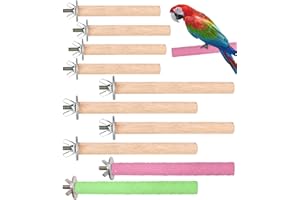 IOUALEY 10 PCS Bird Perch, Bird Stand Toy Set Natural Wood Parrot Stand Branch Parakeet Toys Stick Exercise Bird Cage Accessories for Budgies Love Birds Finches Small Bird Toys