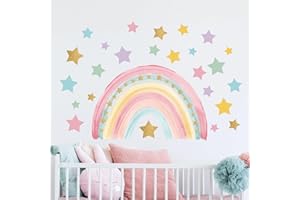 Tanlaby Grande Arcoiris Pegatinas De Pared Bohemias Arcoiris Adhesivos Vinilos Colorido Estrellas Decorativos Pared para Niñas Dormitorios Cuarto de Jugar Bebés Guardería Habitación Infantiles