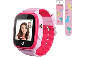 OKYUK Smartwatch für Kinder 4G Kids Smartwatch Phone IP67 Smartwatch Kinder mit GPS und Telefon Tracker Kinder Uhr kann als Geschenk verwendet Werden geeignet für Kinder im Alter von 3–12 Jahren (Rosa)