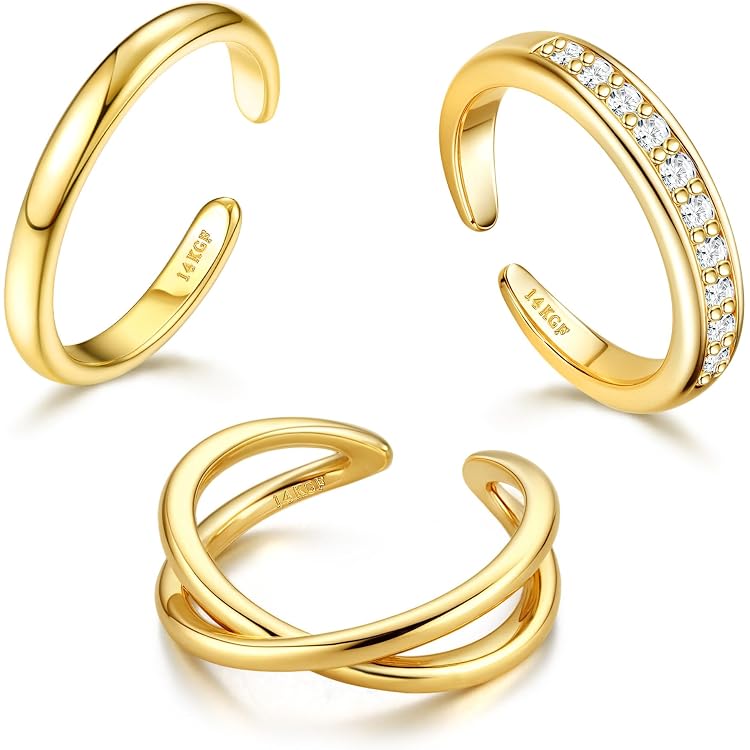 Produktbild von Mikovivi Zehenring Aus 925er Sterlingsilber, Verstellbar Minimalistisch Offenes Band Zehenringe Sommer Strand-Fußschmuck Für Frauen Sommer (3-Reihig