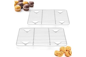 Onader Kratka chłodząca, zestaw 2 szt., mini kratka do ciasta, kratka do pieczenia, smażenia/grillowania/chłodzenia, zdrowa i trwała, nierdzewna i nadaje się do mycia w zmywarce, 21,5 x 16 x 1,5 cm