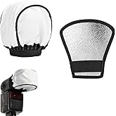 Diffusore Flash,2 in 1 Argento Riflettore,Flash Diffusore Argento Riflettore,Diffusore Flessibile Universale Flash,Universale