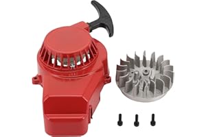 WOOSTAR Recoil Pull Starter with Flywheel Replacement for SYX SSR SX50 2 Stroke Coolster 49cc 47cc Pocket Dirt Bike Mini ATV Engine Red