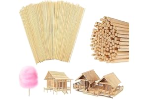 WOKICOR 200 pièces Bâtonnets de bois 300mm x 3mm, Baguette bois pour DIY, Bâton barbe à papa, Tiges rondes bambou lisses, Artisanat, Jardinage, Bricolage Enfant, Modélisme Créatif